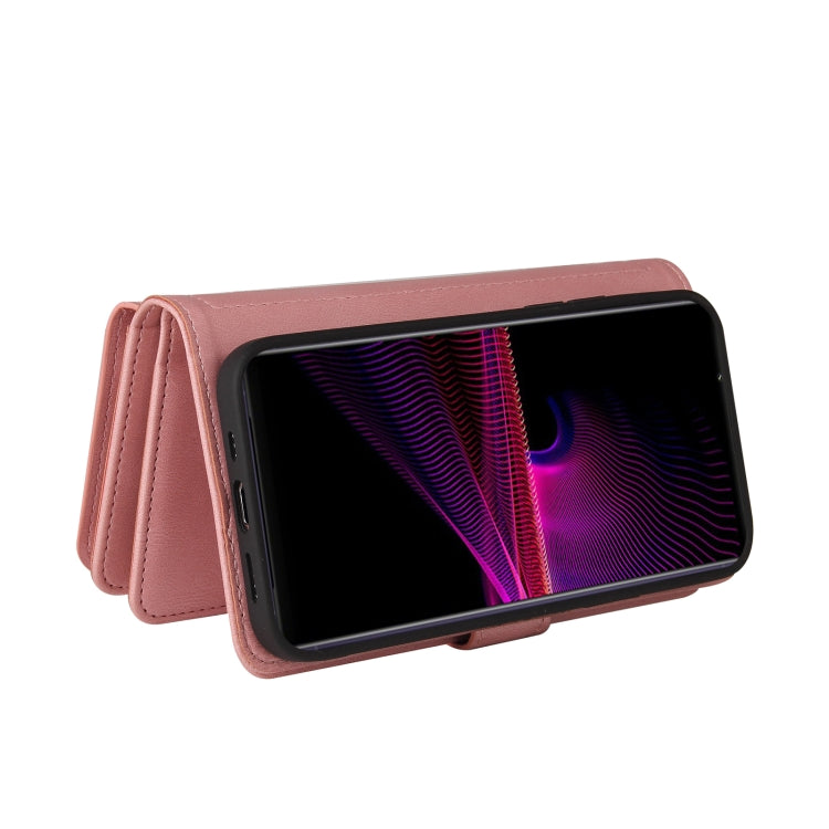 For Sony Xperia 1 III Skin Feel PU + TPU Horizontal Flip Leather Case With Holder & 15 Cards Slot & Wallet & Zipper Pocket & Lanyard(Pink) - Sony Cases by PMC TechLife | Online Shopping South Africa | PMC TechLife | Buy Now Pay Later Mobicred
