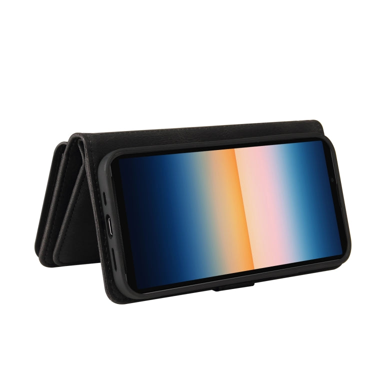 For Sony Xperia 10 III Skin Feel PU + TPU Horizontal Flip Leather Case With Holder & 15 Cards Slot & Wallet & Zipper Pocket & Lanyard(Black) - Sony Cases by PMC TechLife | Online Shopping South Africa | PMC TechLife | Buy Now Pay Later Mobicred