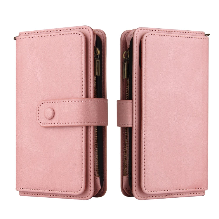 For Sony Xperia 10 III Skin Feel PU + TPU Horizontal Flip Leather Case With Holder & 15 Cards Slot & Wallet & Zipper Pocket & Lanyard(Pink) - Sony Cases by PMC TechLife | Online Shopping South Africa | PMC TechLife | Buy Now Pay Later Mobicred