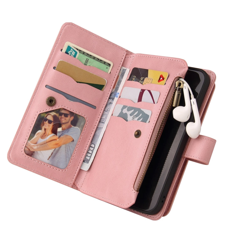 For Sony Xperia 10 III Skin Feel PU + TPU Horizontal Flip Leather Case With Holder & 15 Cards Slot & Wallet & Zipper Pocket & Lanyard(Pink) - Sony Cases by PMC TechLife | Online Shopping South Africa | PMC TechLife | Buy Now Pay Later Mobicred