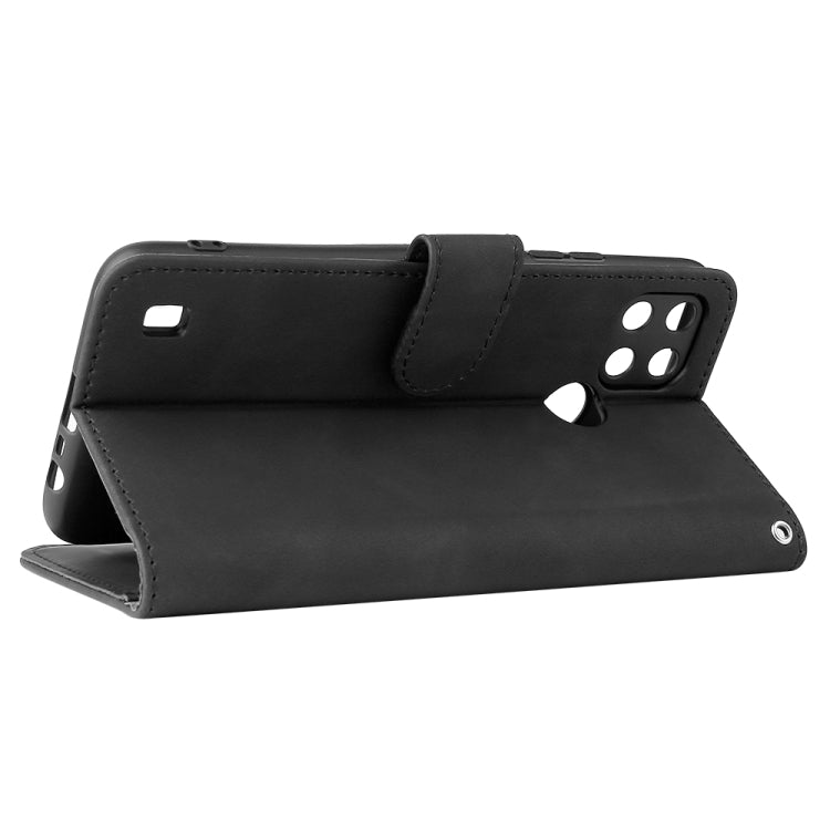 For OPPO Realme C21Y Solid Color Skin Feel Magnetic Buckle Horizontal Flip Calf Texture PU Leather Case with Holder & Card Slots & Wallet(Black) - Realme Cases by PMC TechLife | Online Shopping South Africa | PMC TechLife | Buy Now Pay Later Mobicred