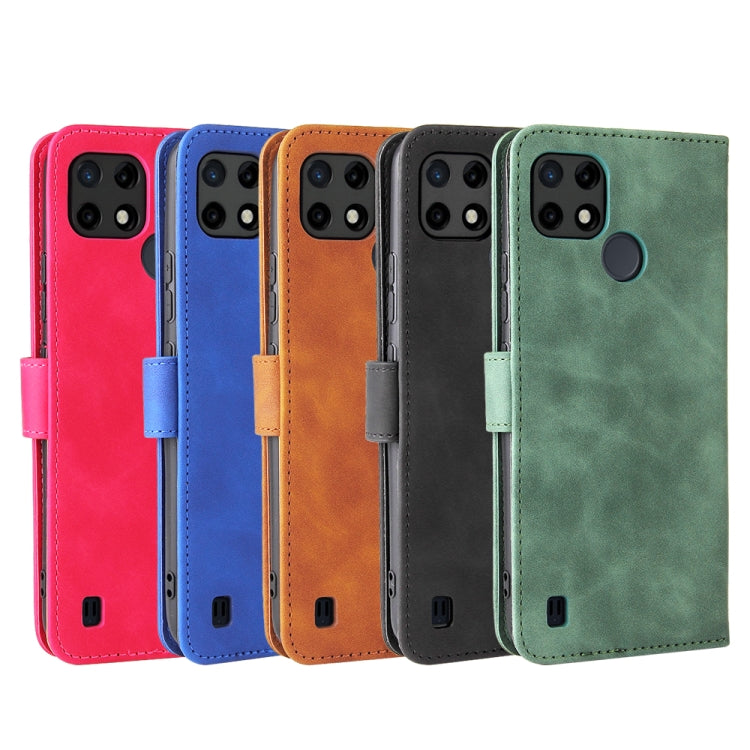 For OPPO Realme C21Y Solid Color Skin Feel Magnetic Buckle Horizontal Flip Calf Texture PU Leather Case with Holder & Card Slots & Wallet(Black) - Realme Cases by PMC TechLife | Online Shopping South Africa | PMC TechLife | Buy Now Pay Later Mobicred