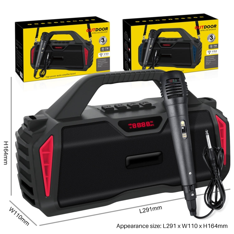 New Rixing NR-6011M Bluetooth 5.0 Portable Outdoor Karaoke Wireless Bluetooth Speaker with Microphone & Shoulder Strap(Blue) - free shipping - PMC Jewellery - Order now!