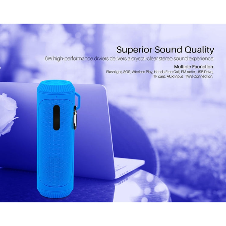 NewRixing NR-4016A TWS Outdoor Splashproof Bluetooth Speaker with Carabiner Handle & SOS Flashlight(Red) - free shipping - PMC Jewellery - Order now!