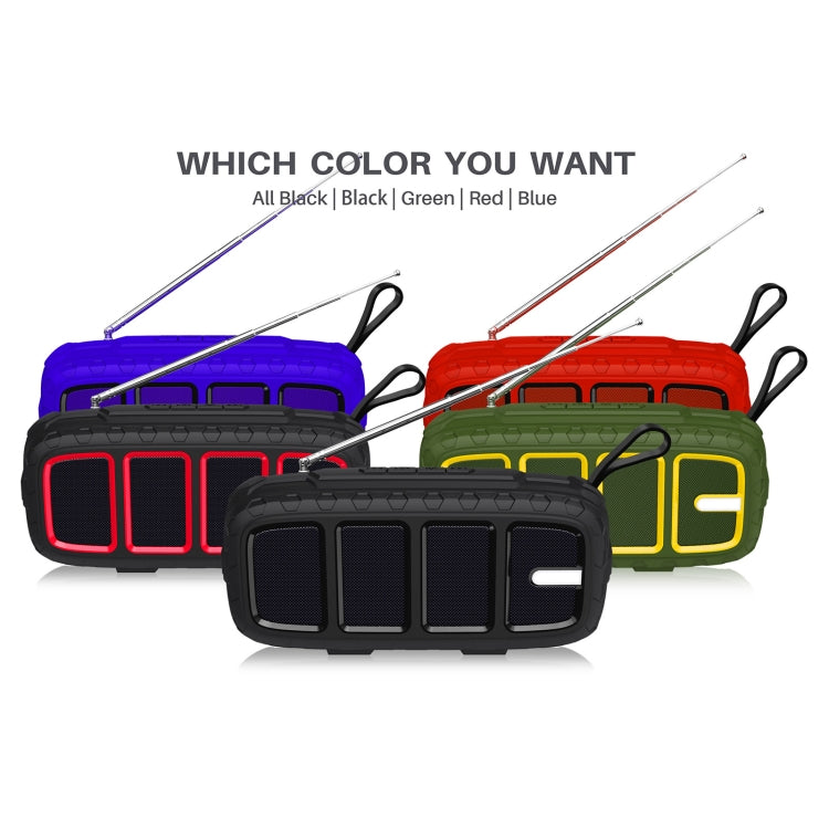 NewRixing NR-5018FM Outdoor Portable Bluetooth Speaker with Antenna, Support Hands-free Call / TF Card / FM / U Disk(Black+Red) - free shipping - PMC Jewellery - Order now!