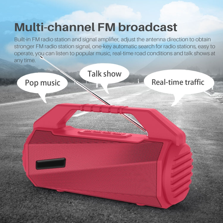 NewRixing NR-4025FM Outdoor Splash-proof Water Portable Bluetooth Speaker, Support Hands-free Call / TF Card / FM / U Disk(Red) - free shipping - PMC Jewellery - Order now!