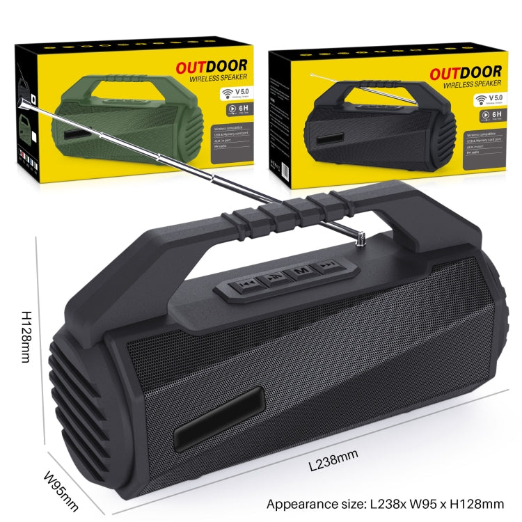 NewRixing NR-4025FM Outdoor Splash-proof Water Portable Bluetooth Speaker, Support Hands-free Call / TF Card / FM / U Disk(Black) - free shipping - PMC Jewellery - Order now!