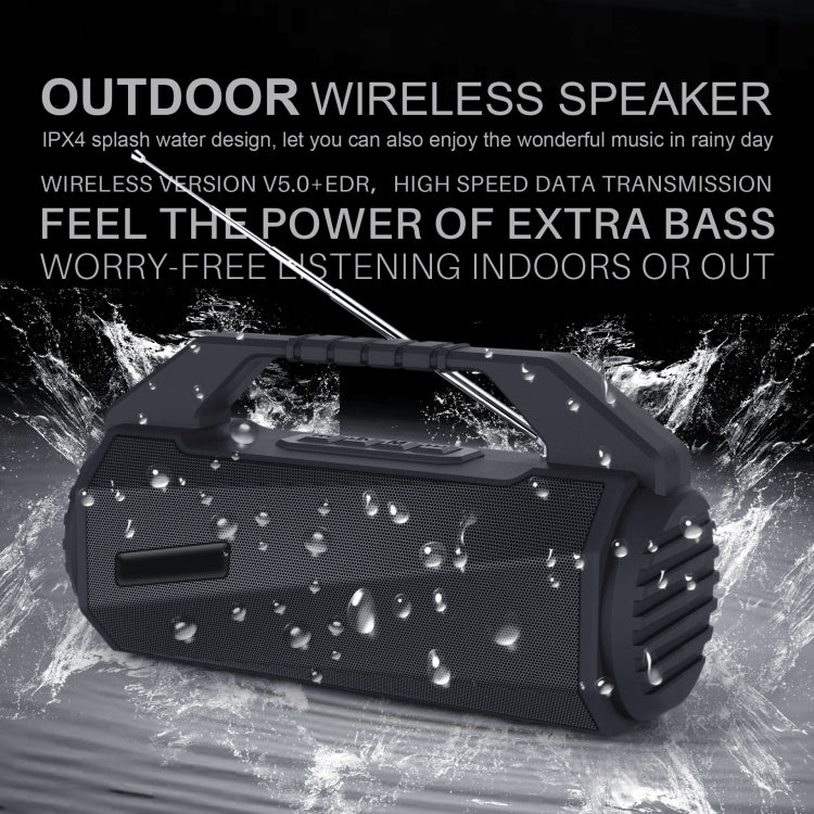 NewRixing NR-4025FM with Screen Outdoor Splash-proof Water Portable Bluetooth Speaker, Support Hands-free Call / TF Card / FM / U Disk(Black) - free shipping - PMC Jewellery - Order now!
