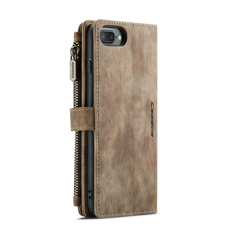 CaseMe-C30 PU + TPU Multifunctional Horizontal Flip Leather Case with Holder & Card Slot & Wallet & Zipper Pocket For iPhone 8 Plus & 7 Plus & 6 Plus(Brown) - More iPhone Cases by CaseMe | Online Shopping South Africa | PMC Jewellery | Buy Now Pay Later Mobicred
