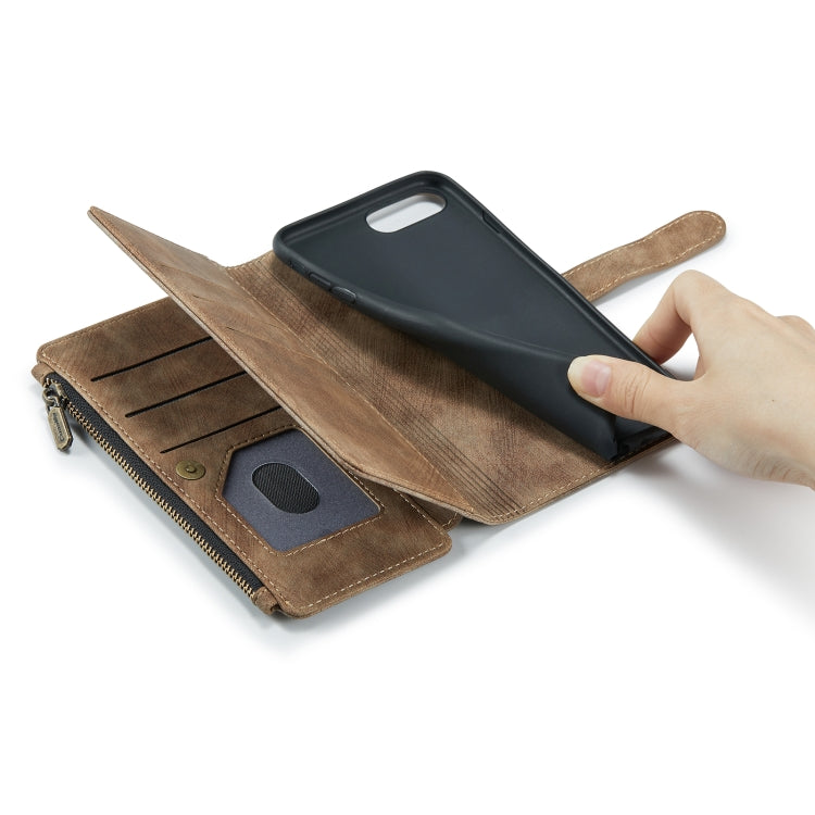 CaseMe-C30 PU + TPU Multifunctional Horizontal Flip Leather Case with Holder & Card Slot & Wallet & Zipper Pocket For iPhone 8 Plus & 7 Plus & 6 Plus(Brown) - More iPhone Cases by CaseMe | Online Shopping South Africa | PMC Jewellery | Buy Now Pay Later Mobicred
