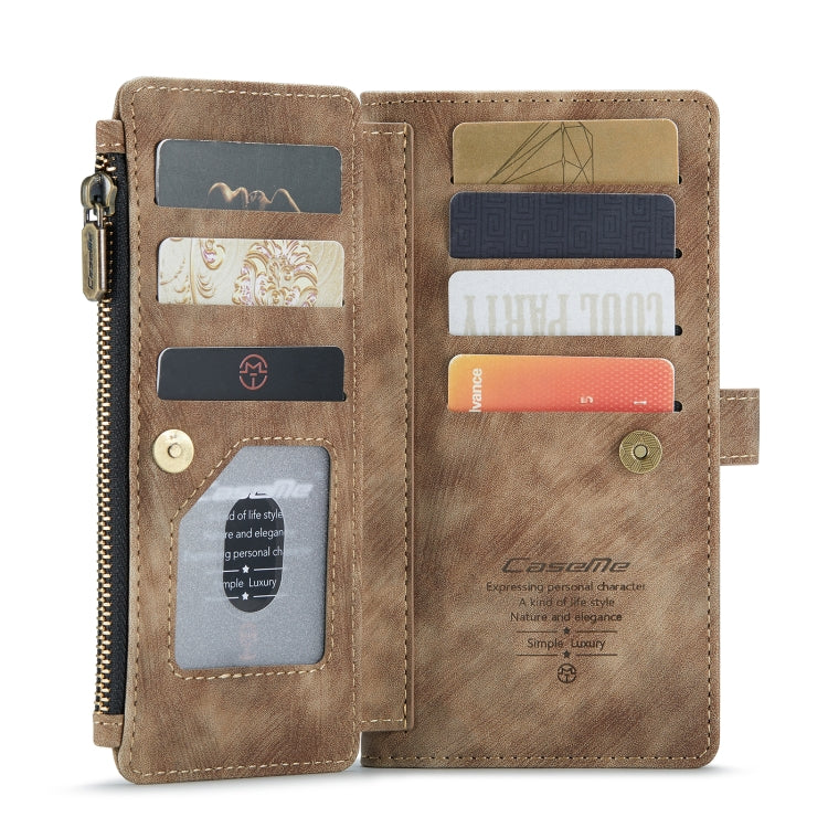 CaseMe-C30 PU + TPU Multifunctional Horizontal Flip Leather Case with Holder & Card Slot & Wallet & Zipper Pocket For iPhone 8 Plus & 7 Plus & 6 Plus(Brown) - More iPhone Cases by CaseMe | Online Shopping South Africa | PMC Jewellery | Buy Now Pay Later Mobicred