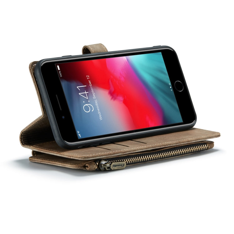 CaseMe-C30 PU + TPU Multifunctional Horizontal Flip Leather Case with Holder & Card Slot & Wallet & Zipper Pocket For iPhone 8 Plus & 7 Plus & 6 Plus(Brown) - More iPhone Cases by CaseMe | Online Shopping South Africa | PMC Jewellery | Buy Now Pay Later Mobicred