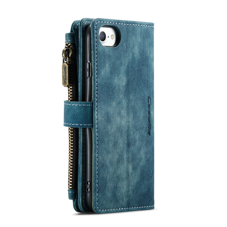 For iPhone SE 2022 / SE 2020 / 8 / 7 / 6 CaseMe-C30 PU + TPU Multifunctional Horizontal Flip Leather Case with Holder & Card Slot & Wallet & Zipper Pocke(Blue) - iPhone SE 2022 / 2020 / 8 / 7 Cases by CaseMe | Online Shopping South Africa | PMC Jewellery | Buy Now Pay Later Mobicred