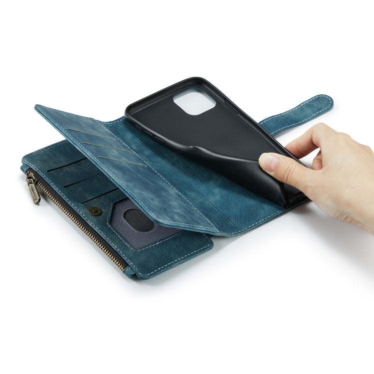 For iPhone 11 CaseMe-C30 PU + TPU Multifunctional Horizontal Flip Leather Case with Holder & Card Slot & Wallet & Zipper Pocket (Blue) - iPhone 11 Cases by CaseMe | Online Shopping South Africa | PMC Jewellery | Buy Now Pay Later Mobicred