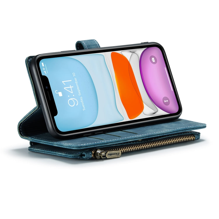 For iPhone 11 CaseMe-C30 PU + TPU Multifunctional Horizontal Flip Leather Case with Holder & Card Slot & Wallet & Zipper Pocket (Blue) - iPhone 11 Cases by CaseMe | Online Shopping South Africa | PMC Jewellery | Buy Now Pay Later Mobicred