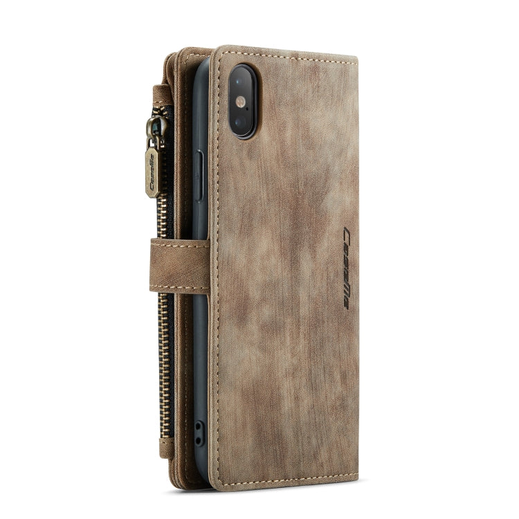 For iPhone XS Max CaseMe-C30 PU + TPU Multifunctional Horizontal Flip Leather Case with Holder & Card Slot & Wallet & Zipper Pocket(Brown) - More iPhone Cases by CaseMe | Online Shopping South Africa | PMC Jewellery | Buy Now Pay Later Mobicred