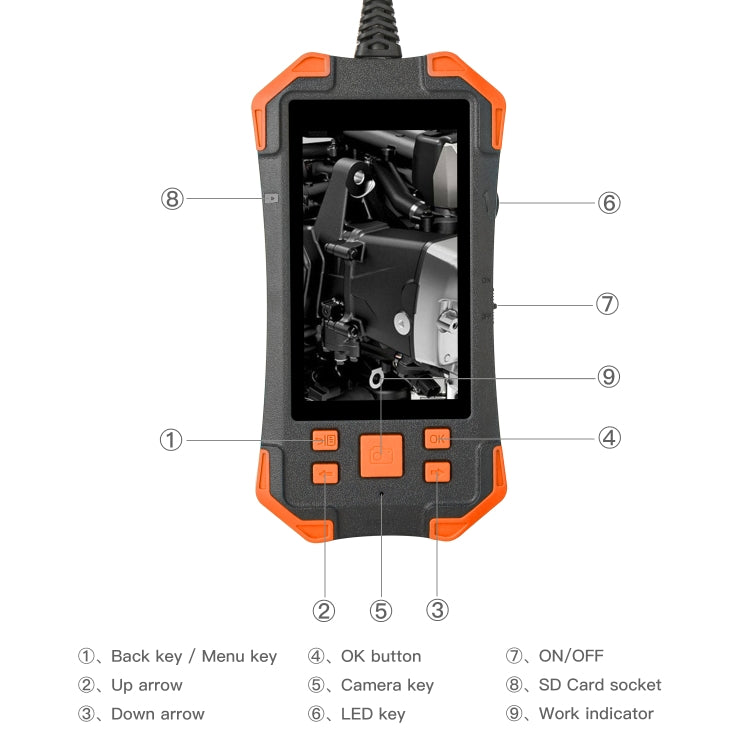 T20 4.3 inch IPS Color Screen 7.9mm Dual Cameras Waterproof Hard Cable Digital Endoscope, Length:10m(Black Orange) -  by PMC TechLife | Online Shopping South Africa | PMC TechLife | Buy Now Pay Later Mobicred