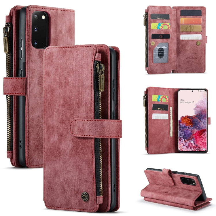 For Samsung Galaxy S20 5G CaseMe-C30 PU + TPU Multifunctional Horizontal Flip Leather Case with Holder & Card Slot & Wallet & Zipper Pocket(Red) - free shipping - PMC TechLife - Order now!
