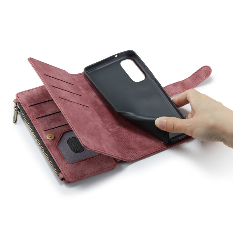 For Samsung Galaxy S20 5G CaseMe-C30 PU + TPU Multifunctional Horizontal Flip Leather Case with Holder & Card Slot & Wallet & Zipper Pocket(Red) - free shipping - PMC TechLife - Order now!