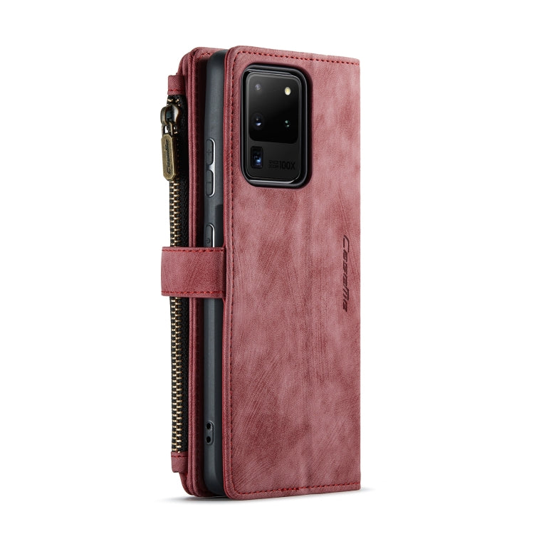 For Samsung Galaxy S20 Ultra 5G CaseMe-C30 PU + TPU Multifunctional Horizontal Flip Leather Case with Holder & Card Slot & Wallet & Zipper Pocket(Red) - free shipping - PMC Jewellery - Order now!