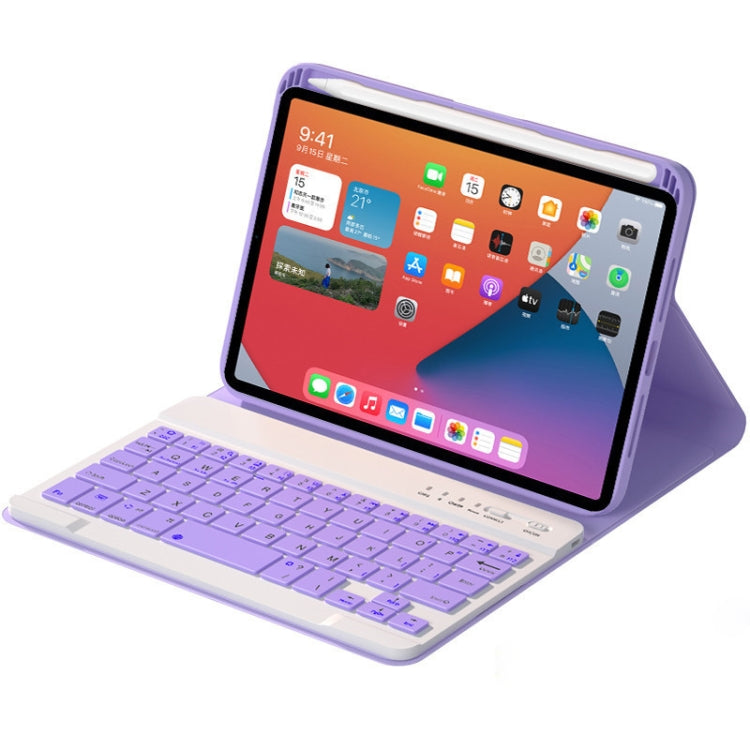 HK006 Square Keys Detachable Bluetooth Keyboard Leather Tablet Case with Holder for iPad mini 6(Light Purple) - For iPad mini by PMC TechLife | Online Shopping South Africa | PMC TechLife