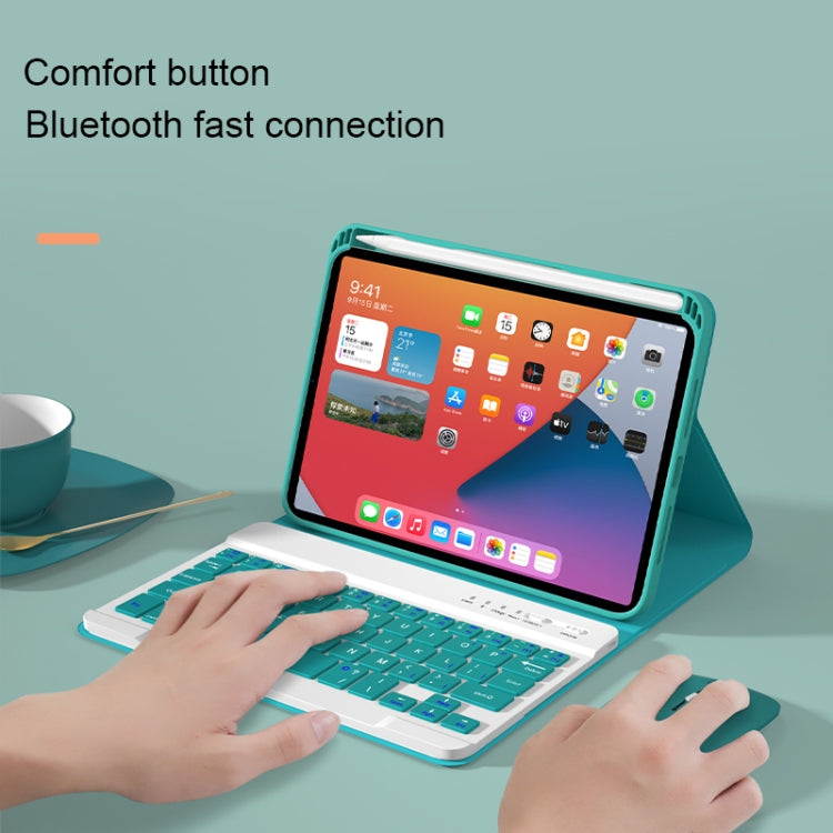 HK006 Square Keys Detachable Bluetooth Keyboard Leather Tablet Case with Holder for iPad mini 6(Dark Green) - free shipping - PMC TechLife - Order now!