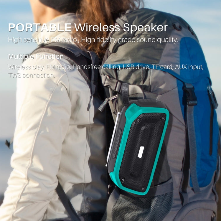 New Rixing NR-906FM TWS Waterproof Bluetooth Speaker Support Hands-free Call / FM with Handle & Antenna(Black) - free shipping - PMC Jewellery - Order now!