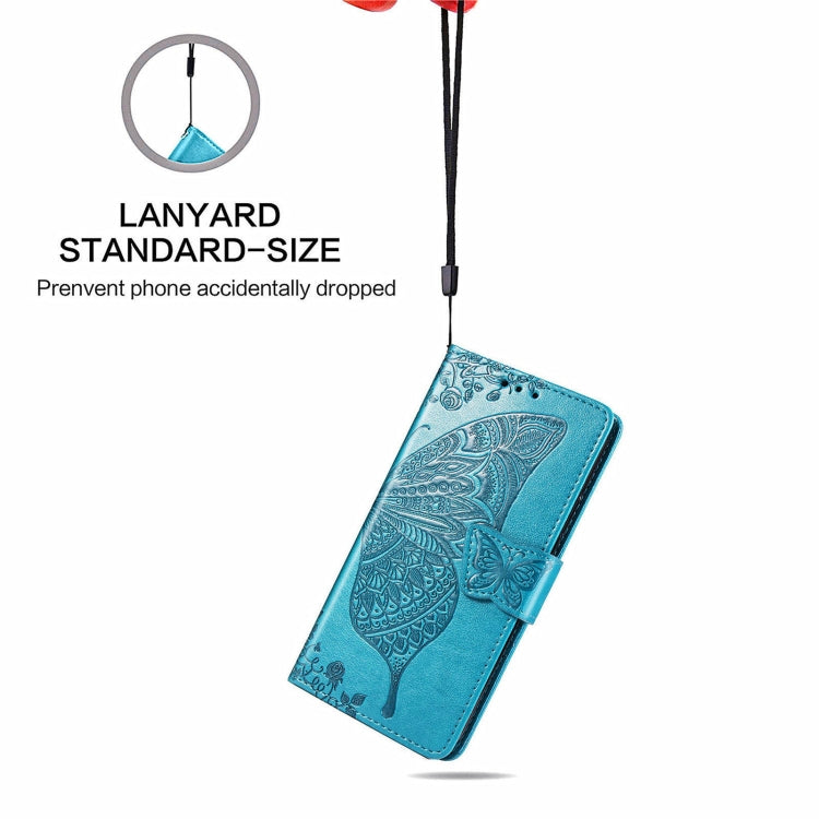 For Blackview A100 Butterfly Love Flower Embossed Horizontal Flip Leather Case with Holder & Card Slots & Wallet & Lanyard(Blue) - More Brand by PMC TechLife | Online Shopping South Africa | PMC TechLife | Buy Now Pay Later Mobicred