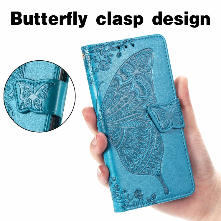 For Blackview A100 Butterfly Love Flower Embossed Horizontal Flip Leather Case with Holder & Card Slots & Wallet & Lanyard(Blue) - More Brand by PMC TechLife | Online Shopping South Africa | PMC TechLife | Buy Now Pay Later Mobicred