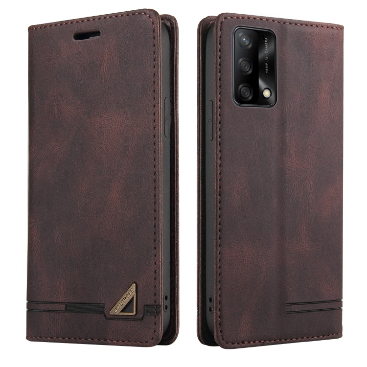 For OPPO F19 / A74 Skin Feel Anti-theft Brush Horizontal Flip Leather Case with Holder & Card Slots & Wallet(Brown) - OPPO Cases by PMC TechLife | Online Shopping South Africa | PMC TechLife | Buy Now Pay Later Mobicred
