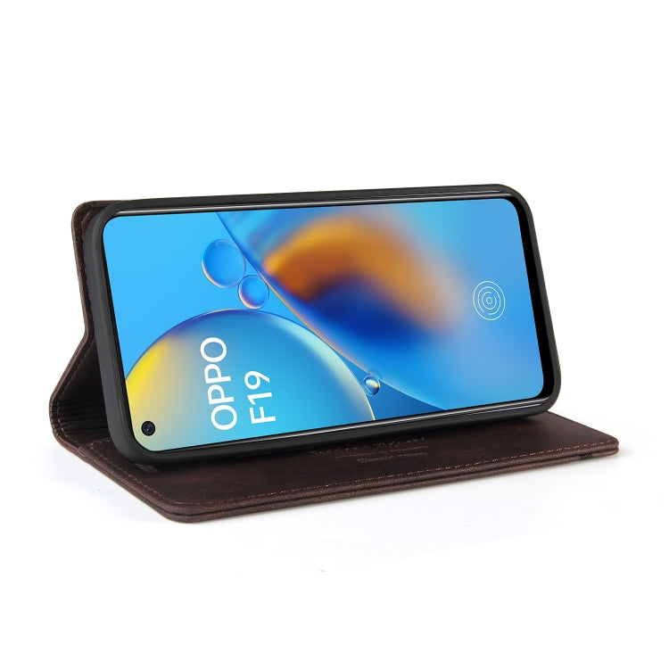 For OPPO F19 / A74 Skin Feel Anti-theft Brush Horizontal Flip Leather Case with Holder & Card Slots & Wallet(Brown) - OPPO Cases by PMC TechLife | Online Shopping South Africa | PMC TechLife | Buy Now Pay Later Mobicred