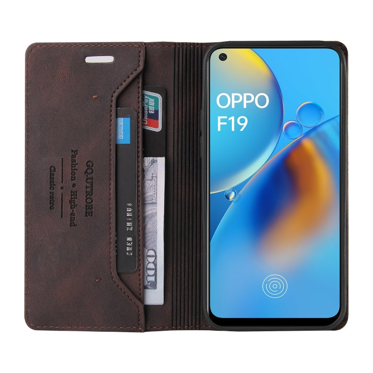 For OPPO F19 / A74 Skin Feel Anti-theft Brush Horizontal Flip Leather Case with Holder & Card Slots & Wallet(Brown) - OPPO Cases by PMC TechLife | Online Shopping South Africa | PMC TechLife | Buy Now Pay Later Mobicred