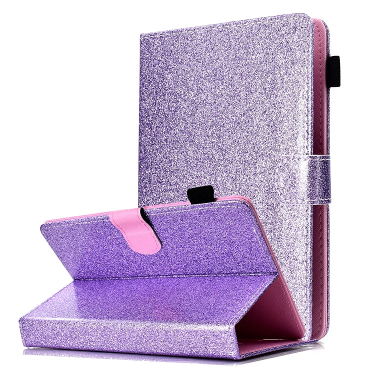 For 10 inch Tablet Varnish Glitter Powder Horizontal Flip Leather Case with Holder & Card Slot(Purple) - 10 - 11 inch by PMC TechLife | Online Shopping South Africa | PMC TechLife | Buy Now Pay Later Mobicred