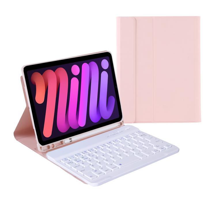 A06B Ultra-thin Detachable Bluetooth Keyboard Leather Case with Pen Slot & Holder for iPad mini 6 / mini 7(Pink) - For iPad mini by PMC TechLife | Online Shopping South Africa | PMC TechLife | Buy Now Pay Later Mobicred
