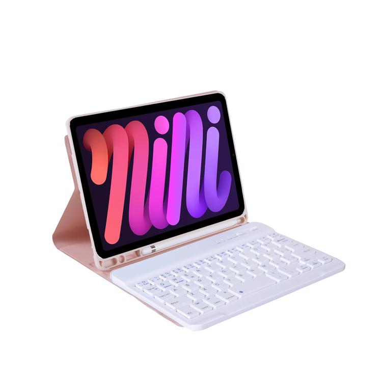 A06B Ultra-thin Detachable Bluetooth Keyboard Leather Case with Pen Slot & Holder for iPad mini 6 / mini 7(Pink) - For iPad mini by PMC TechLife | Online Shopping South Africa | PMC TechLife | Buy Now Pay Later Mobicred