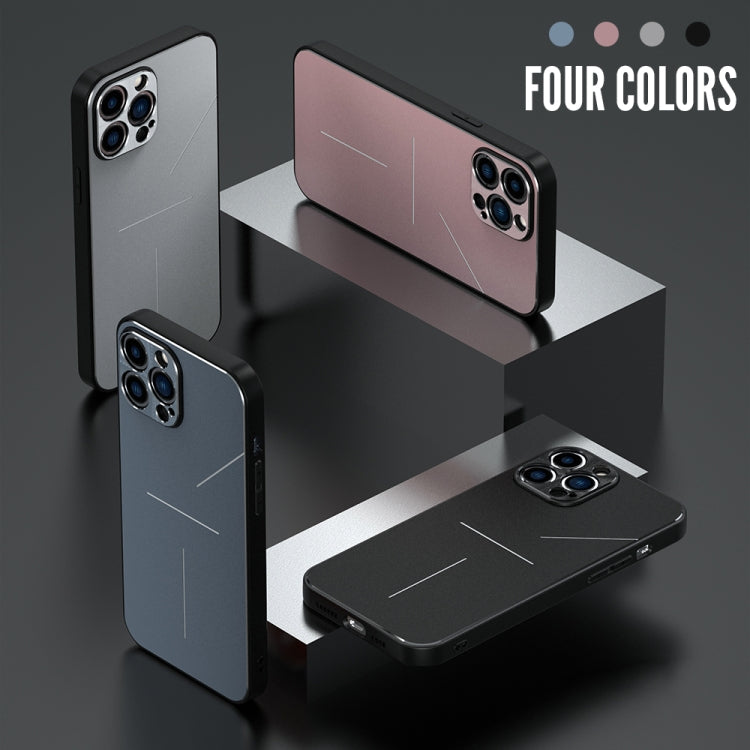 For iPhone 12 Pro R-JUST RJ-52 3-Line Style Metal TPU Shockproof Protective Case(Black) - iPhone 12 / 12 Pro Cases by R-JUST | Online Shopping South Africa | PMC TechLife