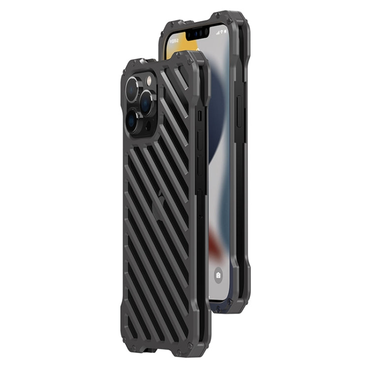 For iPhone 12 R-JUST RJ-50 Hollow Breathable Armor Metal Shockproof Protective Case(Silver Grey) - iPhone 12 / 12 Pro Cases by R-JUST | Online Shopping South Africa | PMC TechLife | Buy Now Pay Later Mobicred