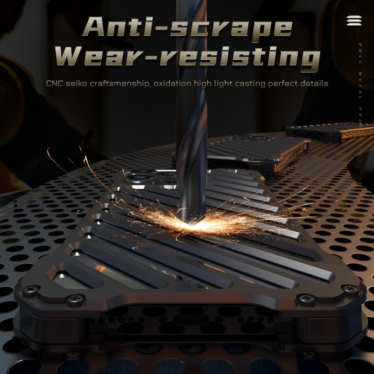 For iPhone 12 R-JUST RJ-50 Hollow Breathable Armor Metal Shockproof Protective Case(Silver Grey) - iPhone 12 / 12 Pro Cases by R-JUST | Online Shopping South Africa | PMC TechLife | Buy Now Pay Later Mobicred