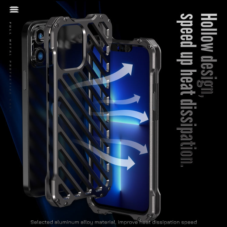 For iPhone 12 Pro R-JUST RJ-50 Hollow Breathable Armor Metal Shockproof Protective Case(Silver Grey) - free shipping - PMC TechLife - Order now!
