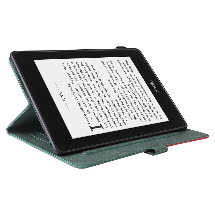 For Amazon Kindle Paperwhite 4 / 3 / 2 / 1 Dual-color Splicing Horizontal Flip PU Leather Case with Holder & Card Slots & Sleep / Wake-up Function(Green) - Amazon by PMC TechLife | Online Shopping South Africa | PMC TechLife | Buy Now Pay Later Mobicred