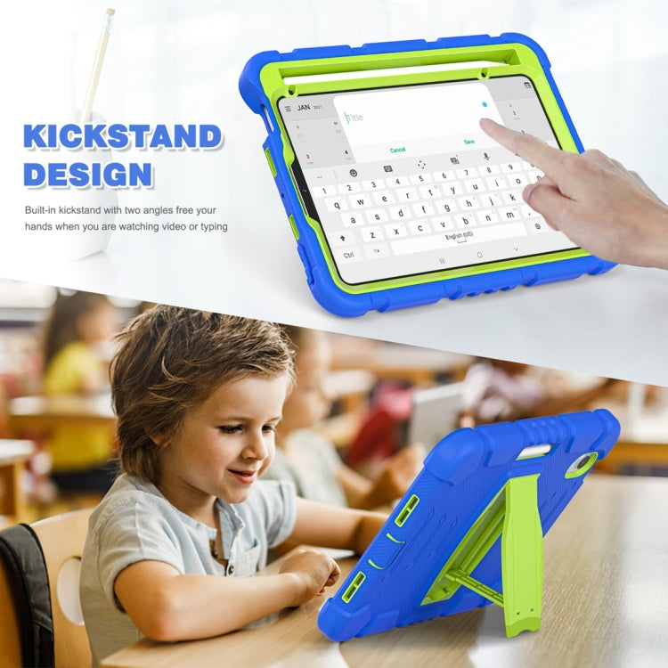 For iPad mini 6 / mini 2024 Tri-Layer Protection Screen Frame Heavy Duty PC Hybrid Silicone Case with Holder(Blue+Lime) - free shipping - PMC Jewellery - Order now!
