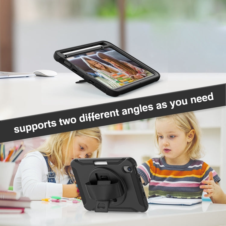 For iPad mini 6 / mini 2024 360 Degree Rotation PC + TPU Protective Tablet Case with Holder & Hand-strap(Black) - iPad mini 2024 Cases by PMC Jewellery | Online Shopping South Africa | PMC Jewellery | Buy Now Pay Later Mobicred