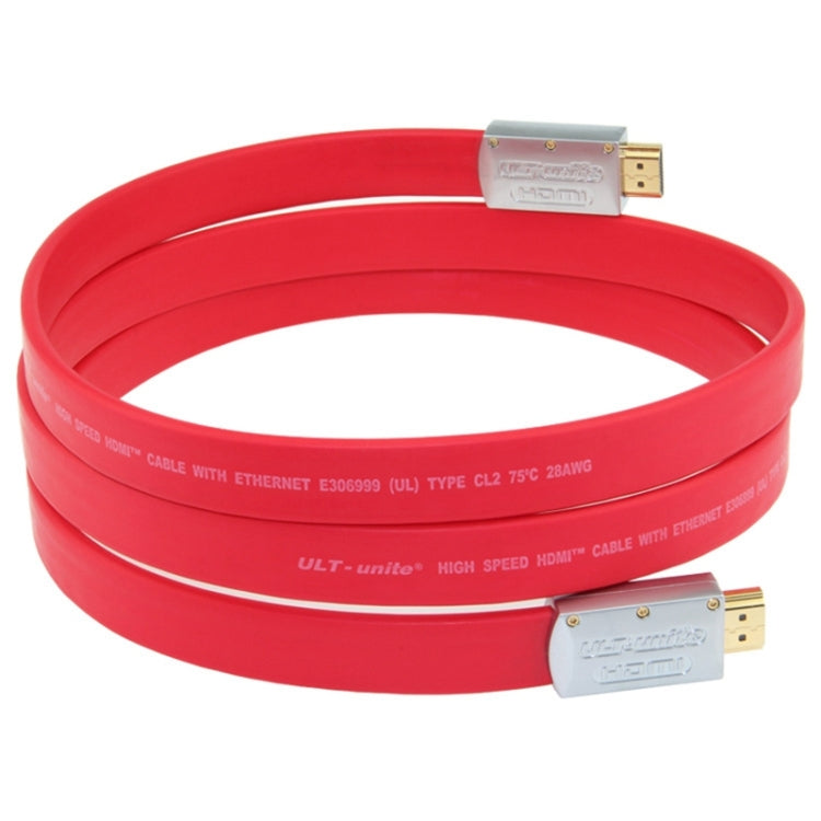 ULT-unite 4K Ultra HD Gold-plated HDMI to HDMI Flat Cable, Cable Length:12m(Red) - free shipping - PMC Jewellery - Order now!