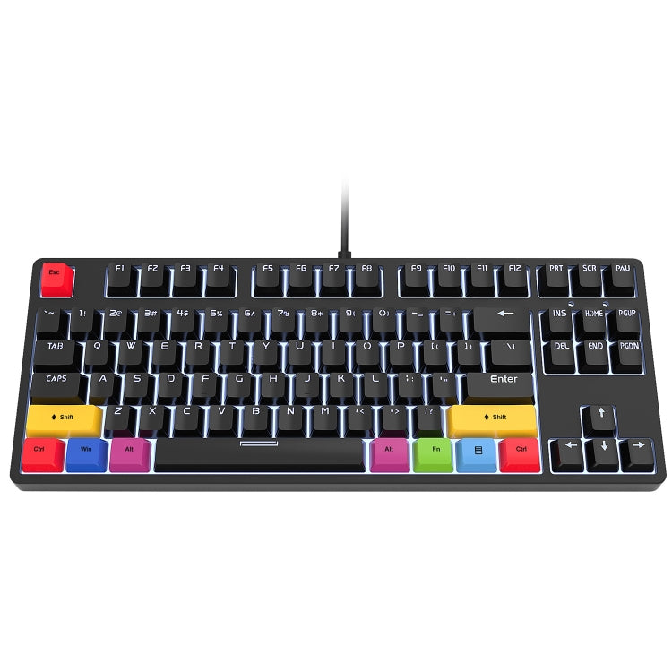HXSJ L600 87 Keys USB-C / Type-C Wired Red Shaft Mechanical Keyboard with Cool Backlight(Black) - free shipping - PMC Jewellery - Order now!
