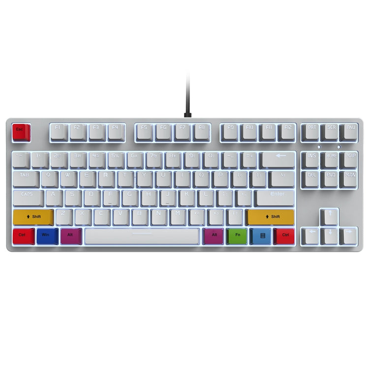HXSJ L600 87 Keys USB-C / Type-C Wired Red Shaft Mechanical Keyboard with Cool Backlight(White) - free shipping - PMC Jewellery - Order now!