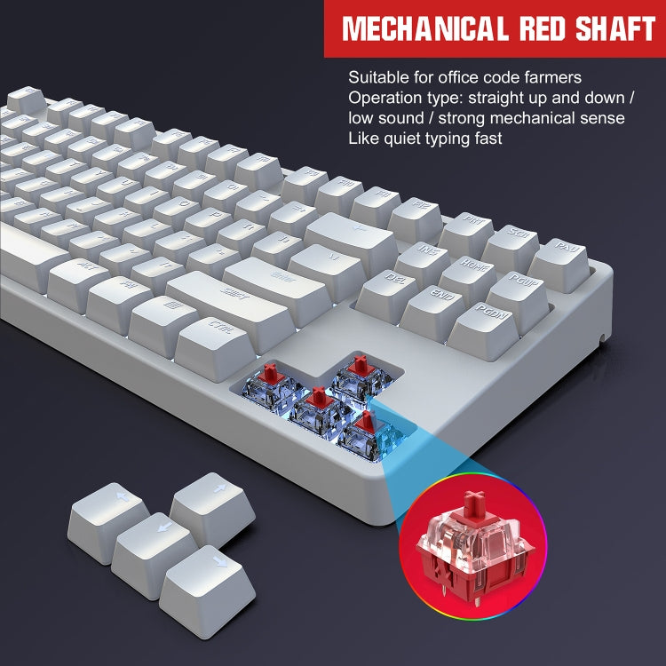 HXSJ L600 87 Keys USB-C / Type-C Wired Red Shaft Mechanical Keyboard with Cool Backlight(Black) - free shipping - PMC Jewellery - Order now!