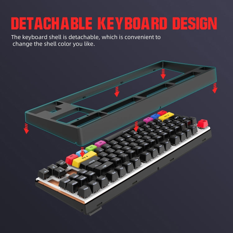 HXSJ L600 87 Keys USB-C / Type-C Wired Red Shaft Mechanical Keyboard with Cool Backlight(White) - free shipping - PMC Jewellery - Order now!