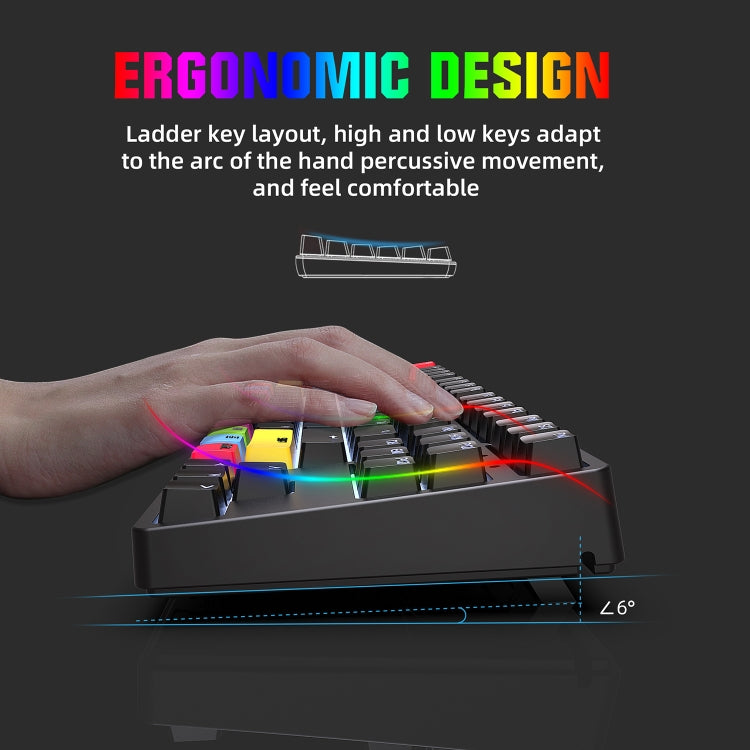 HXSJ L600 87 Keys USB-C / Type-C Wired Red Shaft Mechanical Keyboard with Cool Backlight(Black) - free shipping - PMC Jewellery - Order now!