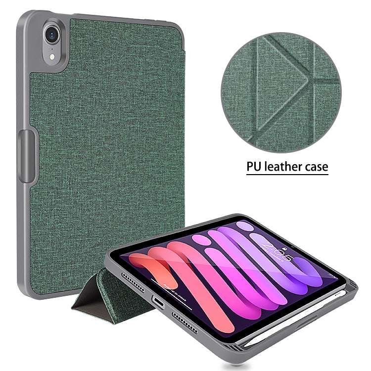 For iPad mini 6 / mini 2024 Mutural Multi-fold Smart Leather Tablet Case(Dark Green) - free shipping - PMC TechLife - Order now!