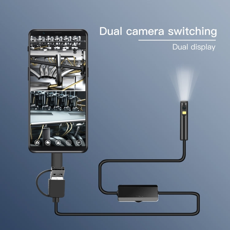 AN100 3 in 1 IP68 Waterproof USB-C / Type-C + Micro USB + USB Dual Cameras Industrial Digital Endoscope with 9 LEDs, Support Android System, Lens Diameter: 5.5mm, Length:3.5m Soft Cable -  by PMC TechLife | Online Shopping South Africa | PMC TechLife | Buy Now Pay Later Mobicred
